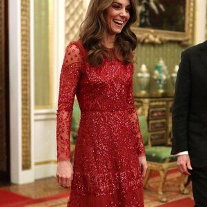 BRAND NEW As worn by Kate Middleton Red Needle & Thread Dress US 6 RP: $719